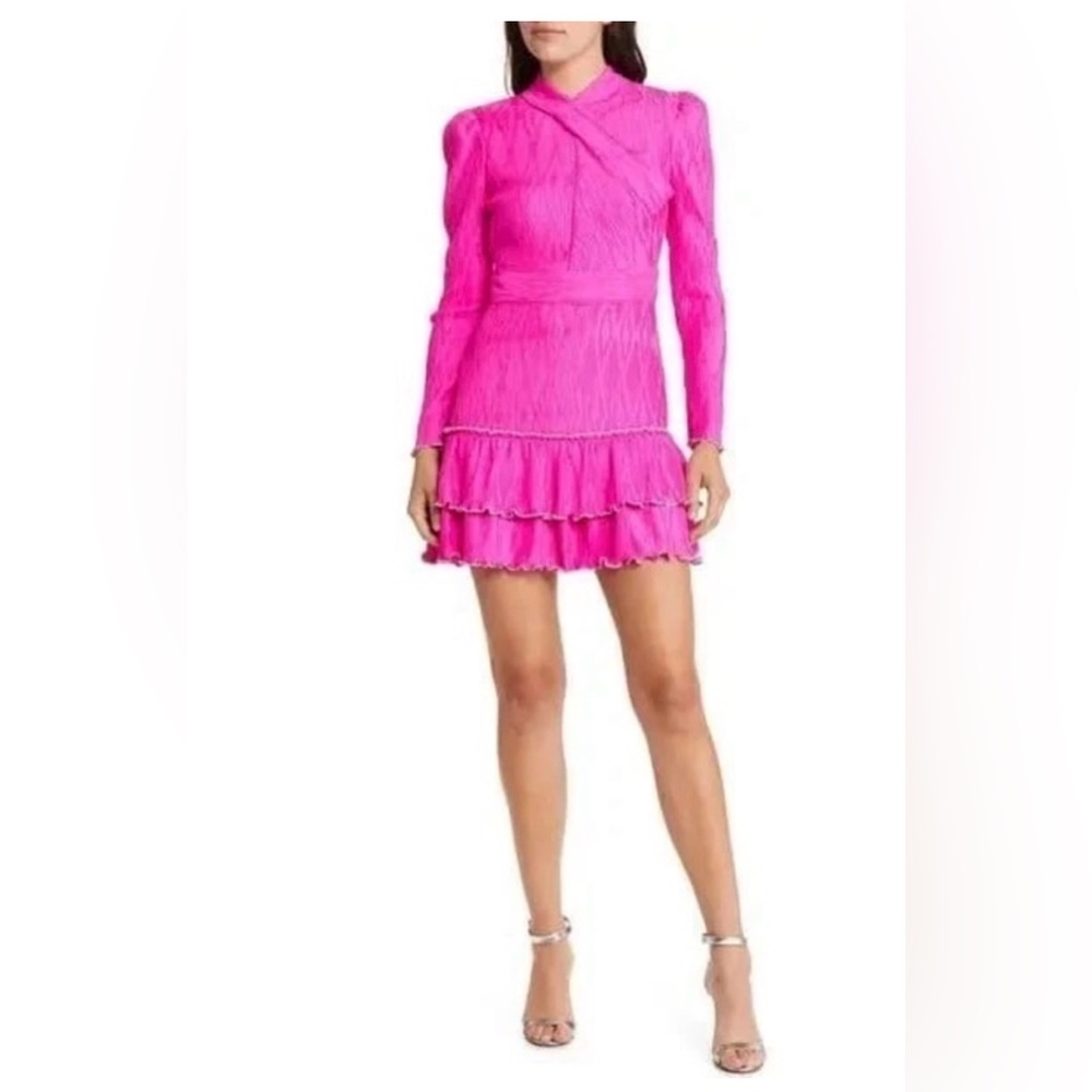 SAYLOR Vibrant Pink Long Sleeve Dress
